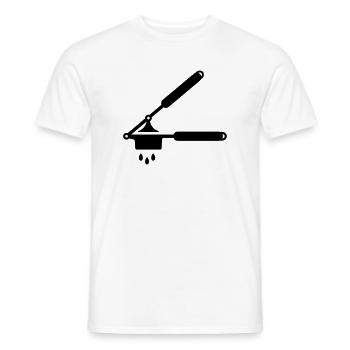 Presse-ail ou presse à spaetzle - T-shirt homme - blanc - Devant - AI Model Male 178 dark (178cm)