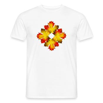 Glowing Maple Leaf Ornament – Autumnal Motif - Men's T-Shirt - white - Front - AI Model Male 178 dark (178cm)