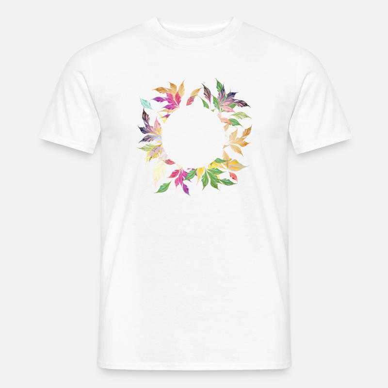 Imaginative leaf frame – delicately shimmering - Men’s T-shirt - white