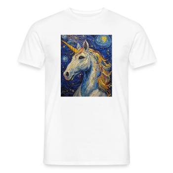 Einhorn Einhörner Licorne Style Van Gogh - T-shirt homme - blanc - Devant - AI Model Male 178 dark (178cm)