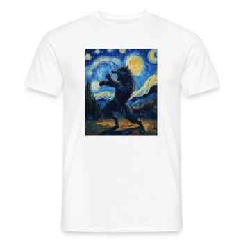 Loup loup-garou style Van Gogh - T-shirt homme - blanc - Devant - AI Model Male 178 dark (178cm)