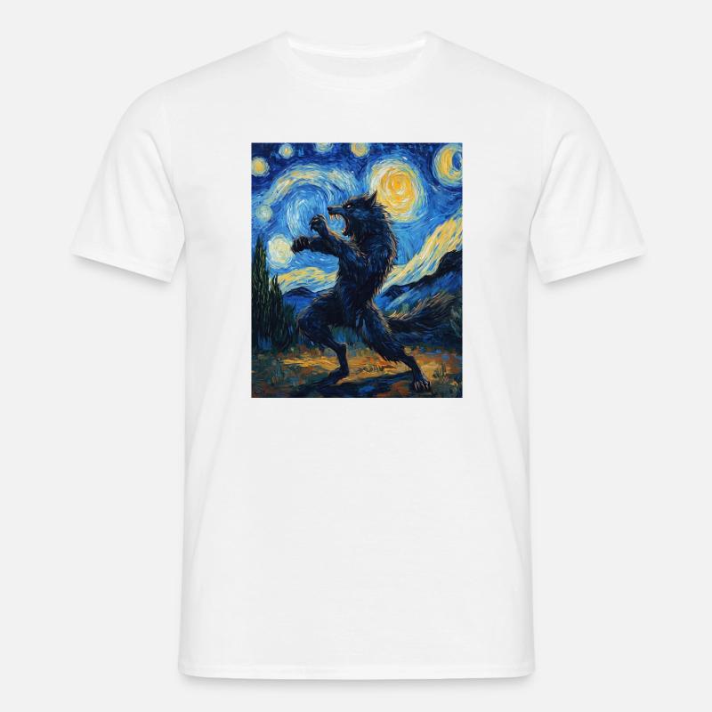 Werwolf Wolf Van Gogh Style - Männer T-Shirt - Weiß