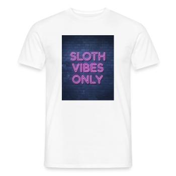 Sloth Vibes Only Neon Schrift auf Backsteinmauer - Männer T-Shirt - Weiß - Vorne - AI Model Male 178 dark (178cm)