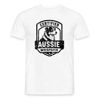 Australian Shepherd Hoodie for Dog Fans & Breeders - Men's T-Shirt - white - Front - AI Model Male 178 dark (178cm)