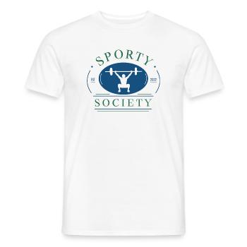 The Sporty Society - Entraînement physique en haltérophilie - T-shirt homme - blanc - Devant - AI Model Male 178 dark (178cm)
