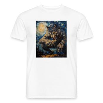 Loup loup-garou style Van Gogh - T-shirt homme - blanc - Devant - AI Model Male 178 dark (178cm)