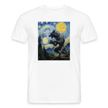 Loup loup-garou style Van Gogh - T-shirt homme - blanc - Devant - AI Model Male 178 dark (178cm)