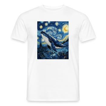 Whale Fish Blue Whale Van Gogh Style Starry Night - Men's T-Shirt - white - Front - AI Model Male 178 dark (178cm)