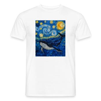 Whale Fish Blue Whale Van Gogh Style Starry Night - Men's T-Shirt - white - Front - AI Model Male 178 dark (178cm)