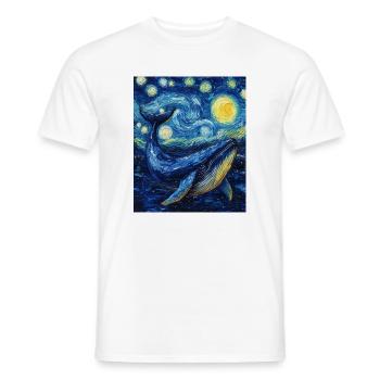Whale Fish Blue Whale Van Gogh Style Starry Night - Men's T-Shirt - white - Front - AI Model Male 178 dark (178cm)