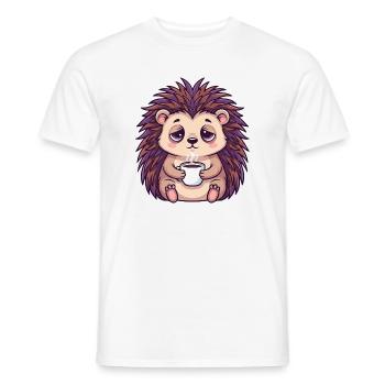 Süßer Igel Kaffee Koffein Cartoon Büroarbeiter - Männer T-Shirt - Weiß - Vorne - AI Model Male 178 dark (178cm)