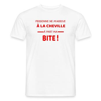 T-shirt humoristique - T-shirt homme - blanc - Devant - AI Model Male 178 dark (178cm)