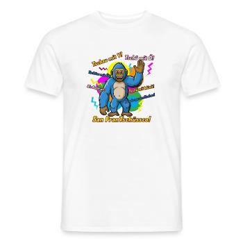 Colorful Bigfoot farewell sayings. Pun - Men's T-Shirt - white - Front - AI Model Male 178 dark (178cm)