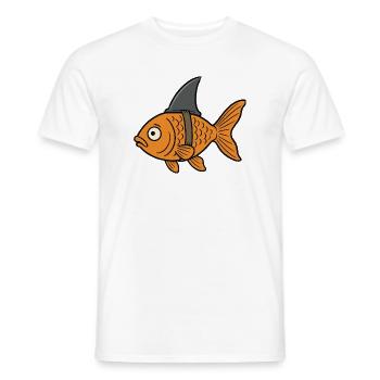 Cartoon Goldfish Fish Shark Fin Fake Shark - Men's T-Shirt - white - Front - AI Model Male 178 dark (178cm)