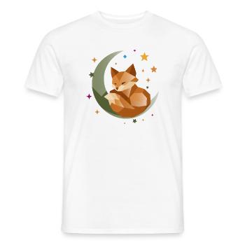 Schlafender Fuchs auf dem Mond – geometrisch  - Männer T-Shirt - Weiß - Vorne - AI Model Male 178 dark (178cm)