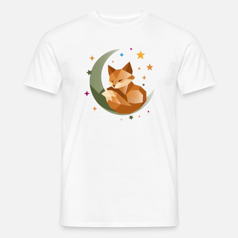 Sleeping Fox on the Moon – Geometric - Men’s T-shirt - white