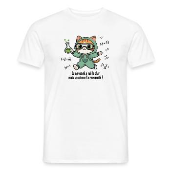 Die Neugier hat die Katze getötet, die Wissenschaft... - Männer T-Shirt - Weiß - Vorne - AI Model Male 178 dark (178cm)