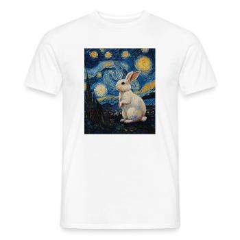  Hase Van Gogh Style Starry Night - Männer T-Shirt - Weiß - Vorne - AI Model Male 178 dark (178cm)