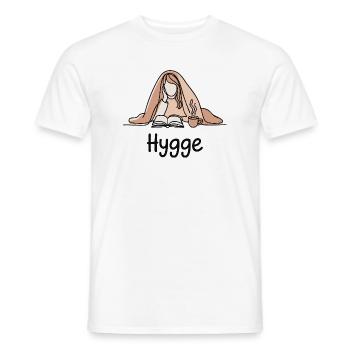 Confortablement installé sous la couverture avec un livre et du café - T-shirt homme - blanc - Devant - AI Model Male 178 dark (178cm)