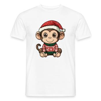 Monkey Christmas - Men's T-Shirt - white - Front - AI Model Male 178 dark (178cm)
