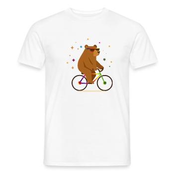 Cool Bear on Bike – Humour et style extérieur - T-shirt homme - blanc - Devant - AI Model Male 178 dark (178cm)