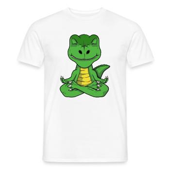 T-Rex Yoga Pose Yoga Girl Funny Dinosaur Yoga - Men's T-Shirt - white - Front - AI Model Male 178 dark (178cm)