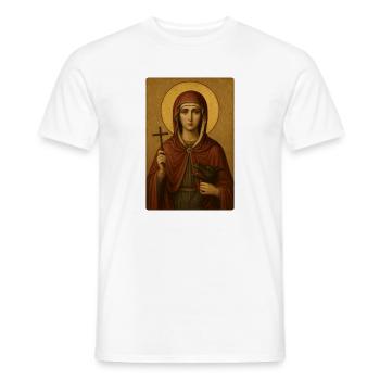 Ikonenbild: Heilige Marina mit Kreuz und Drachen - Männer T-Shirt - Weiß - Vorne - AI Model Male 178 dark (178cm)