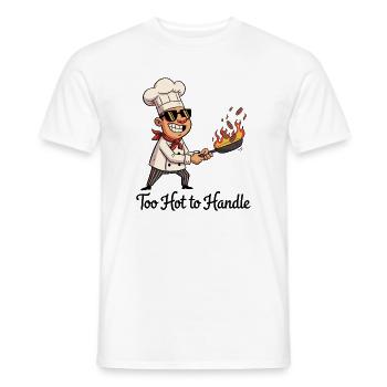 Cooking hero with fire pan - Men's T-Shirt - white - Front - AI Model Male 178 dark (178cm)