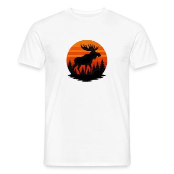 Sunset moose in forest silhouette - Men's T-Shirt - white - Front - AI Model Male 178 dark (178cm)