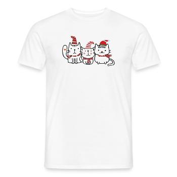 Trio de chats avec chapeaux de Noël - T-shirt homme - blanc - Devant - AI Model Male 178 dark (178cm)
