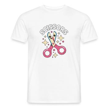 Schere Stein Papier Kawaii Scissors - Männer T-Shirt - Weiß - Vorne - AI Model Male 178 dark (178cm)