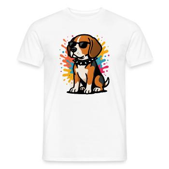 Sungled Beagle Hund in Farbe - Männer T-Shirt - Weiß - Vorne - AI Model Male 178 dark (178cm)