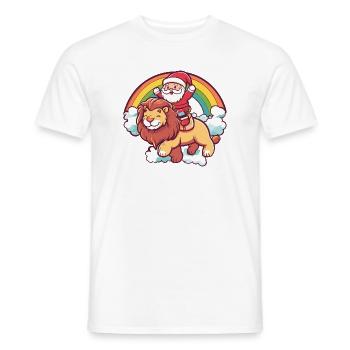 Lion Père Noël Noël - T-shirt homme - blanc - Devant - AI Model Male 178 dark (178cm)