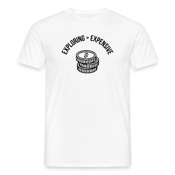 Exploring > Expensive – Travel Shirt - Men's T-Shirt - white - Front - AI Model Male 178 dark (178cm)