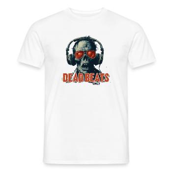 Dead Beats Only – Cool Zombie Music Design - Men's T-Shirt - white - Front - AI Model Male 178 dark (178cm)