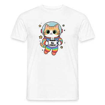 Stressfreie Regenbogen-Astronautenkatze - Männer T-Shirt - Weiß - Vorne - AI Model Male 178 dark (178cm)