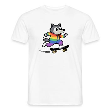 Regenbogen Wolf Schlittschuh - Männer T-Shirt - Weiß - Vorne - AI Model Male 178 dark (178cm)