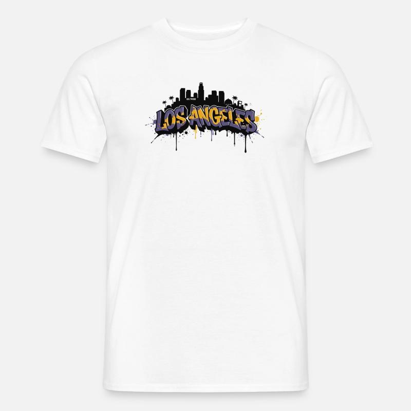 Los Angeles Graffiti Skyline - Männer T-Shirt - Weiß