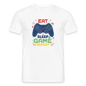 Manette Neon Eat Sleep Game Repeat - T-shirt homme - blanc - Devant - AI Model Male 178 dark (178cm)