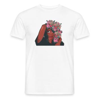 Rose Fleurs Afro Cheveux Noir Femme Cancer du sein - T-shirt homme - blanc - Devant - AI Model Male 178 dark (178cm)