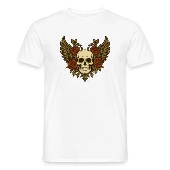 Totenschädel Rosenflügel Herz - Männer T-Shirt - Weiß - Vorne - AI Model Male 178 dark (178cm)