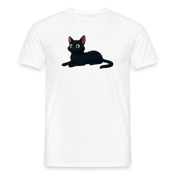 Chat noir cartoon élégant - T-shirt homme - blanc - Devant - AI Model Male 178 dark (178cm)