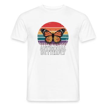 Antisocial Butterfly - Retro Schmetterling - Männer T-Shirt - Weiß - Vorne - AI Model Male 178 dark (178cm)