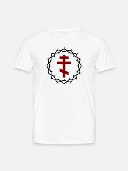Orthodoxes Kreuz und Dornenkrone - Männer T-Shirt - Weiß