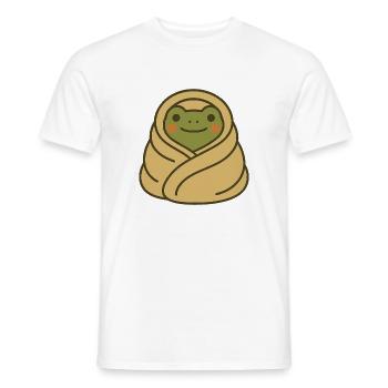 Eingekuschelter Frosch – Cozy Blanket Frog - Men's T-Shirt - white - Front - AI Model Male 178 dark (178cm)