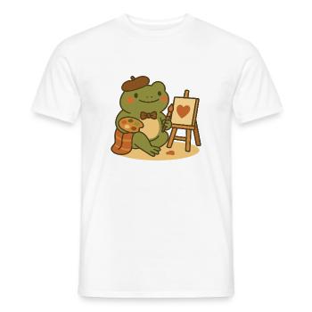 Painter Frog – Creative & Heartfelt - Men's T-Shirt - white - Front - AI Model Male 178 dark (178cm)