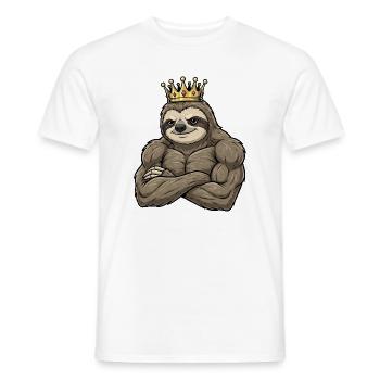 fort paresseux roi dessin animé fitness portrait - T-shirt homme - blanc - Devant - AI Model Male 178 dark (178cm)