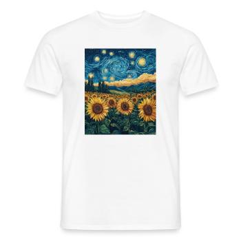 Tournesol Van Gogh Style Nuit étoilée - T-shirt homme - blanc - Devant - AI Model Male 178 dark (178cm)