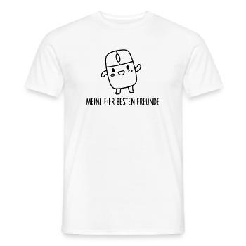 gamer-friends-mouse-buttons-funny-spruch_1 - Men's T-Shirt - white - Front - AI Model Male 178 dark (178cm)