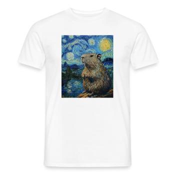 Capybara Van Gogh Style Nuit étoilée - T-shirt homme - blanc - Devant - AI Model Male 178 dark (178cm)